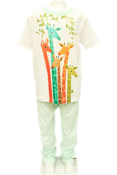 Mês das crianças: Bazar Mercatudo. Pijama Infantil Verde e Branco